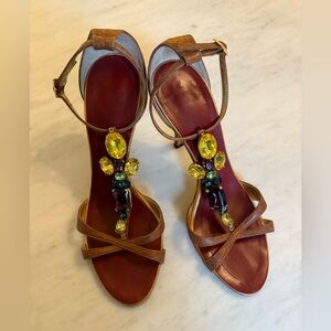 Giuseppe Zanotti  Design VICINI Elegant Brown Sandals with Jewel Accents